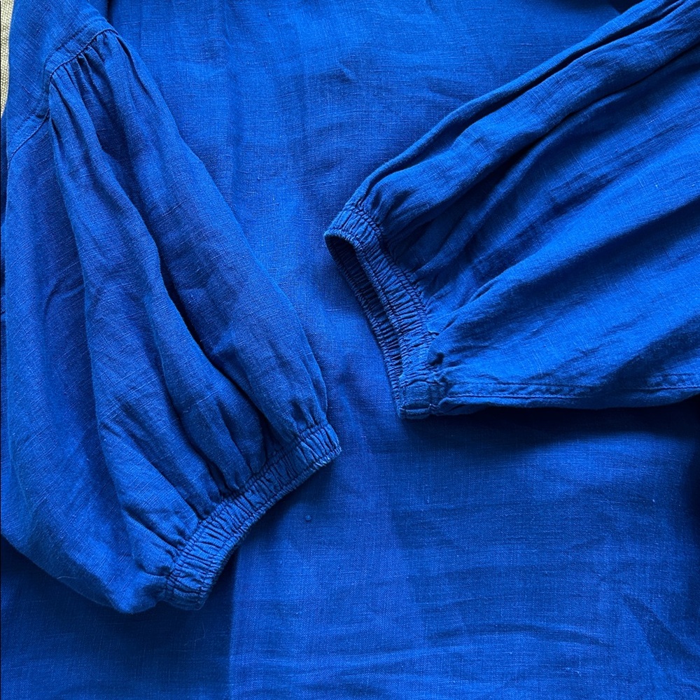 APIECE APART-  Delle tee- royal blue linen top - Picture 8 of 11